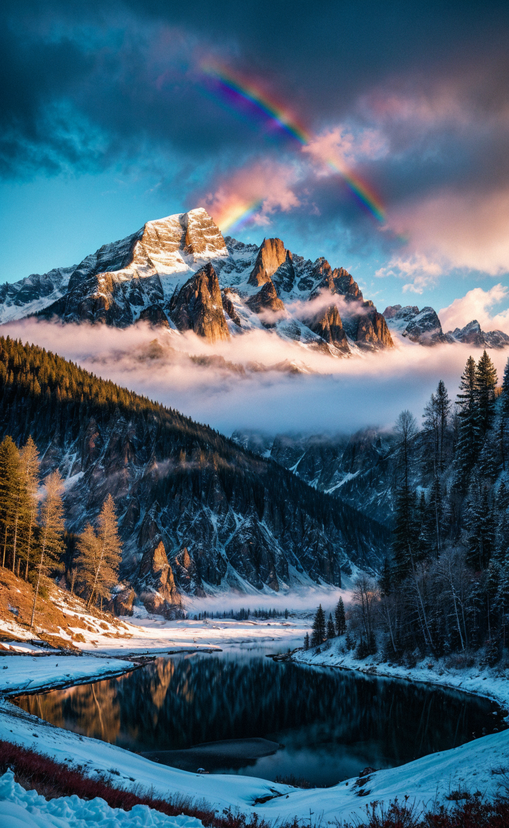 01043-94858152-A rainbow over a mountain lake surrounded by snow capped peaks, Chromatic, Comic Book, Floral, ambient light, backlight masterpi.png